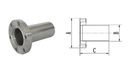 Патрубок под сварку CF160, L=140  мм (нержавеющая сталь)